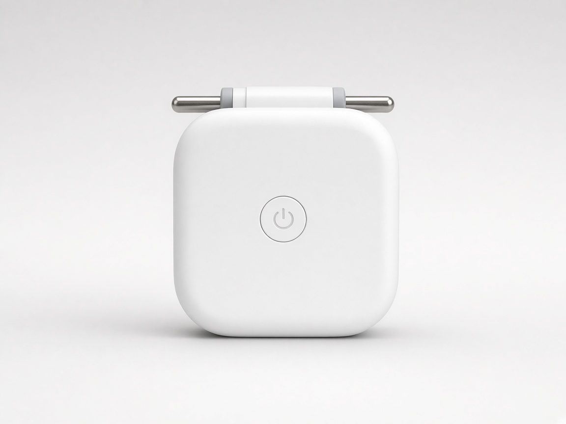 Mini prise connectée blanche compacte avec bouton