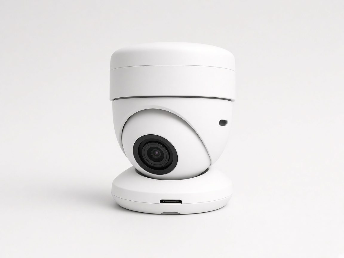 Caméra intérieure rotative blanche avec fente pour carte mémoire